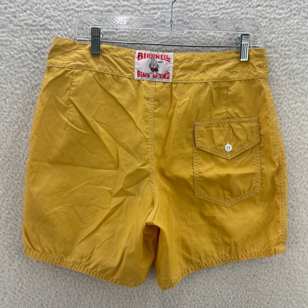 Birdwell Beach Britches Mens 32 Yellow Boardshorts Nylon Swim Trunks USA Made